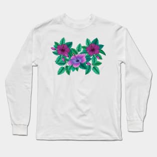 Colorful hibiscus flowers Long Sleeve T-Shirt